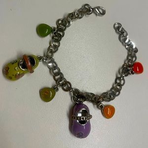 💕CUTE GIRL SHOES & COLOR GEMS SILVER CHAMPS BRACELET